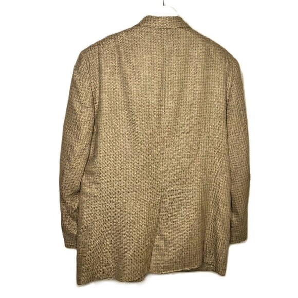 Vintage Lana Moda Fine Italian Mens Blazer Beige Tan Silk Wool Size 42R - Picture 2 of 12